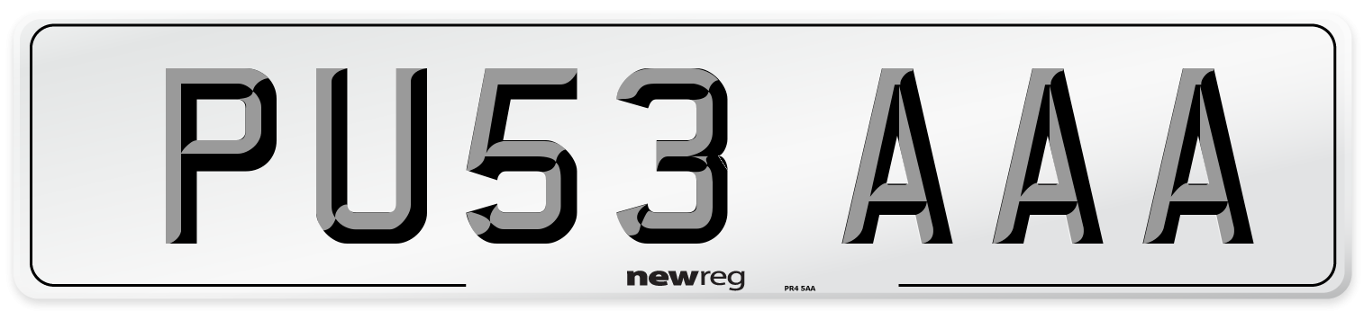 PU53 AAA Number Plate from New Reg